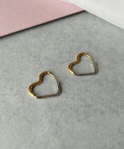 Σκουλαρίκια Ατσάλινα Δίχρωμα Καρδούλες