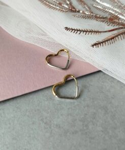 Alternative view of Σκουλαρίκια Ατσάλινα Δίχρωμα Καρδούλες