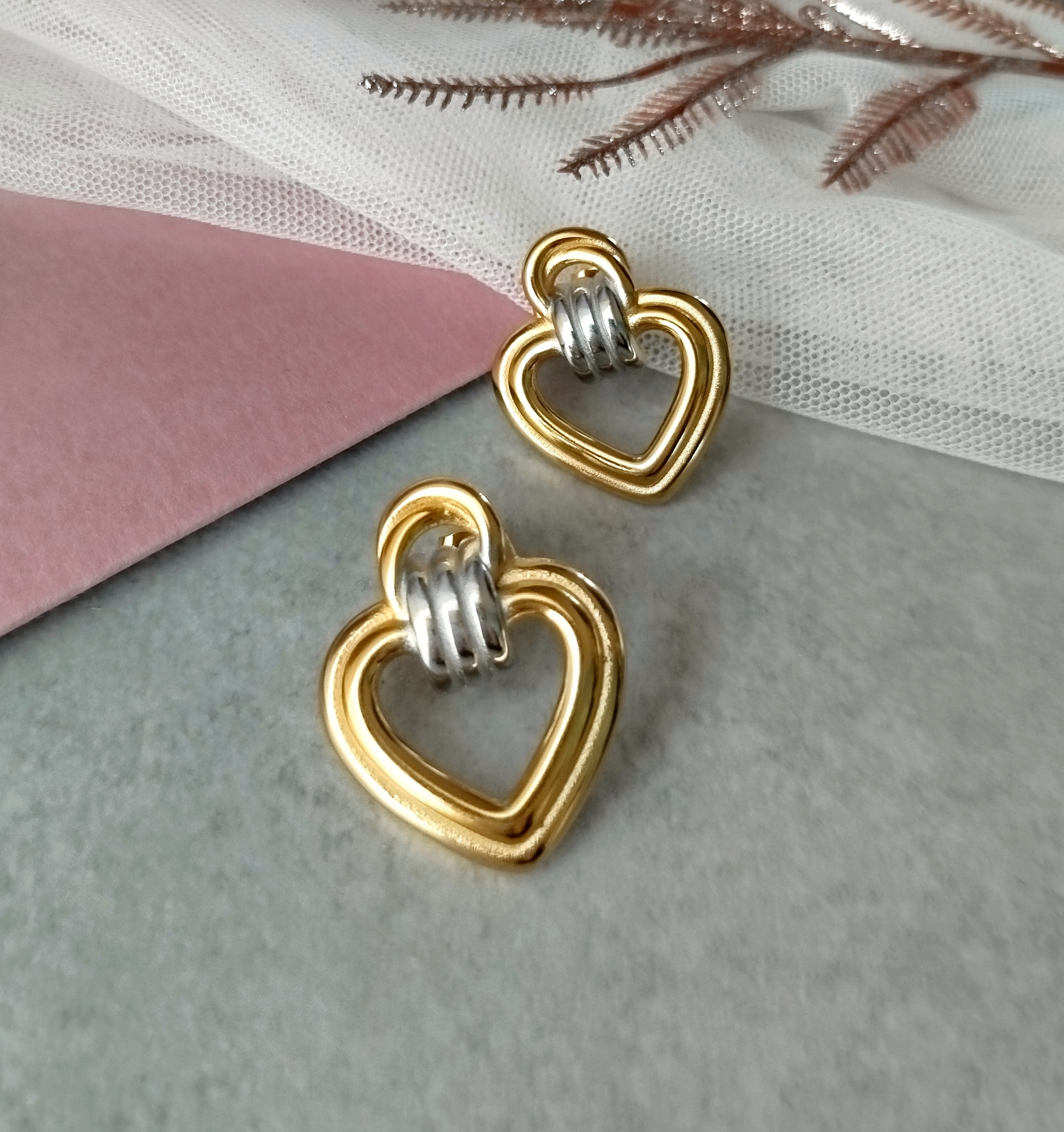 Σκουλαρίκια Ατσάλινα Κόμπος με Καρδιά - Image 4