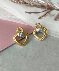 Σκουλαρίκια Ατσάλινα Κόμπος με Καρδιά