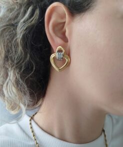 Alternative view of Σκουλαρίκια Ατσάλινα Κόμπος με Καρδιά