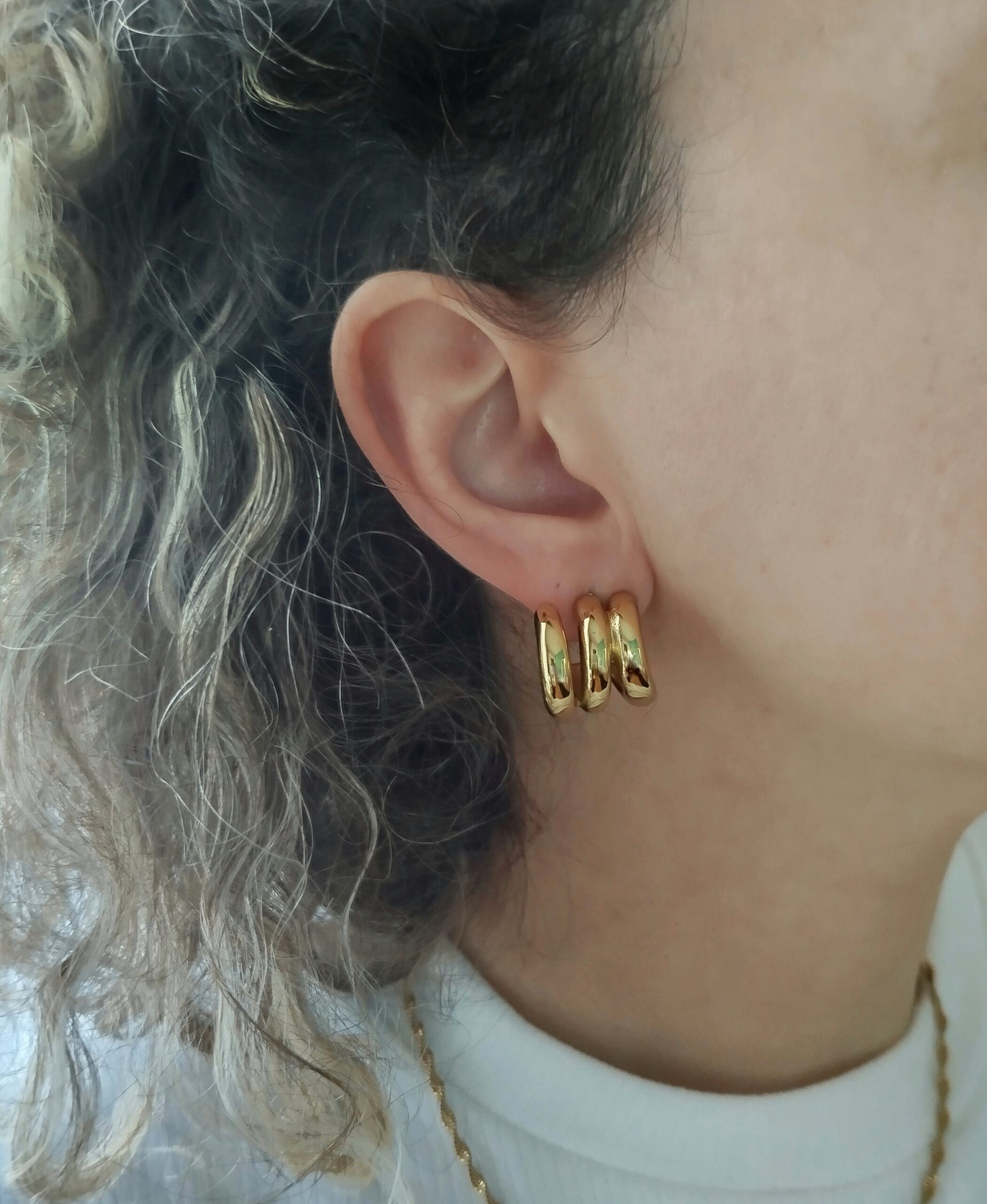 Σκουλαρίκια Ατσάλινα Τριπλοί Κρίκοι - Image 2