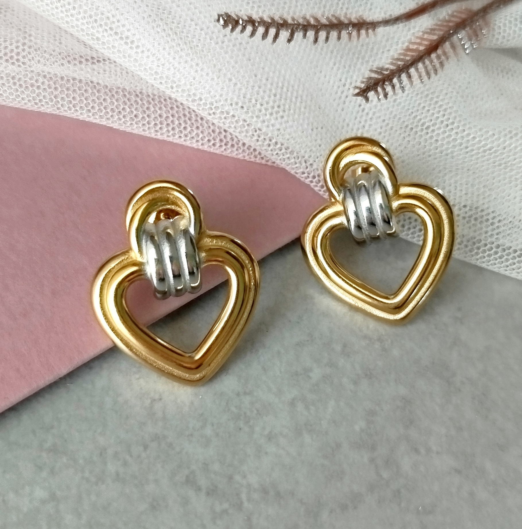 Σκουλαρίκια Ατσάλινα Κόμπος με Καρδιά - Image 3