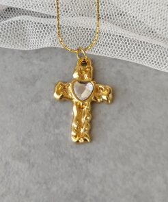 Κολιέ ατσαλινη αλυσίδα σταυρός