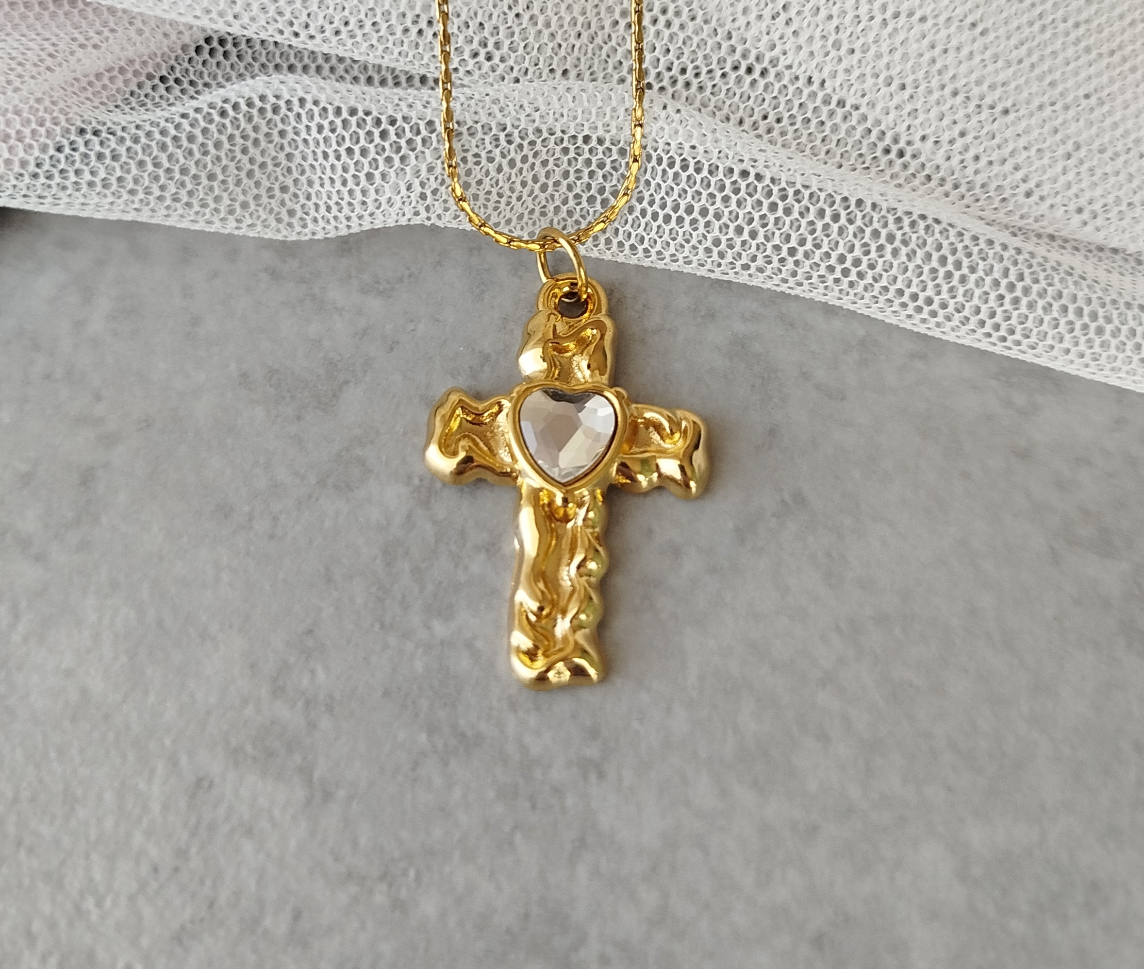 Κολιέ ατσαλινη αλυσίδα σταυρός