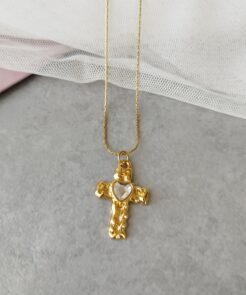 Κολιέ ατσαλινη αλυσίδα σταυρός