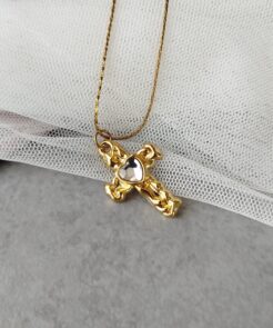 Κολιέ ατσαλινη αλυσίδα σταυρός