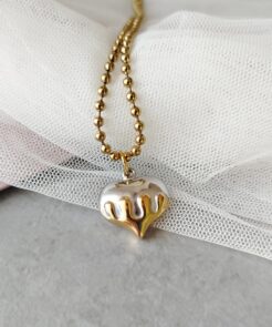 Κολιέ ατσάλινη αλυσίδα καρδιά