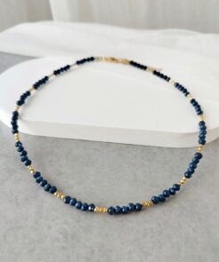 Κολιέ navy blue κρύσταλλα