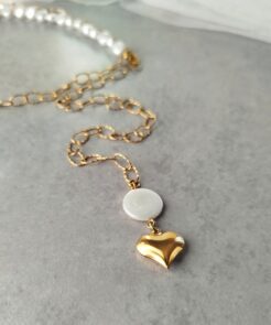 Κολιέ γραμμή Υ πέρλες και αλυσίδα