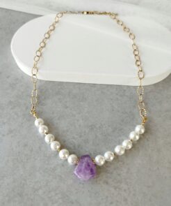 Κολιέ κρύσταλλα αμέθυστο