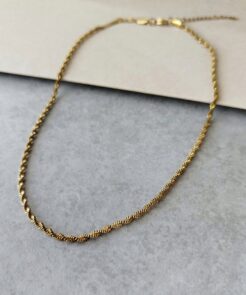 Κολιέ Στριφτή Ατσάλινη Αλυσίδα Κορδόνι