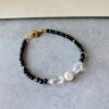 Βραχιόλι Μαύρα και Διάφανα Κρύσταλλα και Πέρλα