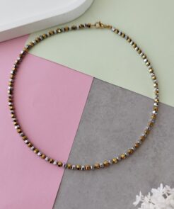 Χειροποίητο Κολιέ Duo Cube με Χρυσούς & Ασημί Αιματίτες