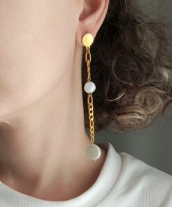 Alternative view of Σκουλαρίκια White Drop με Κρύσταλλα και Πέρλα