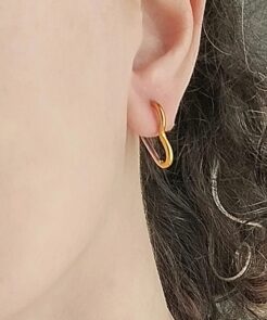 Alternative view of Σκουλαρίκια Duo Heart Hoops Ατσάλινες Δίχρωμες Καρδιές