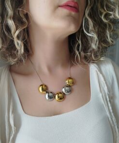 Κολιέ dual circle ατσάλινο δίχρωμο