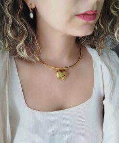 Κολιέ ατσάλι μενταγιόν καρδιά