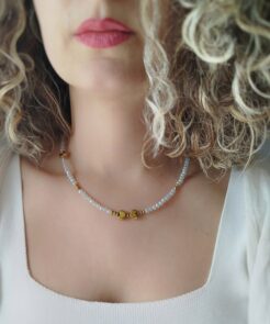 Κολιέ κρύσταλλα και αιματιτης