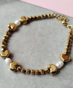 Βραχιόλι αιματίτες και μαργαριτάρια