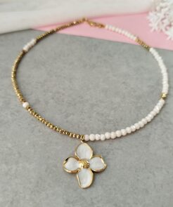 Κολιέ ιβουάρ κρύσταλλα αιματίτης