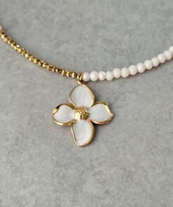 Κολιέ ιβουάρ κρύσταλλα αιματίτης