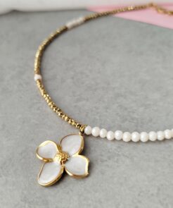 Κολιέ ιβουάρ κρύσταλλα αιματίτης