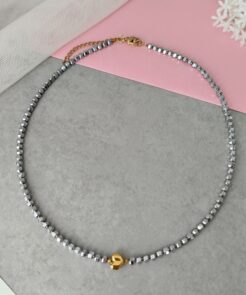 Κολιέ Silver Prism με Ασημί Αιματίτη