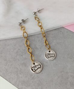 Σκουλαρίκια δίχρωμα κρεμαστά