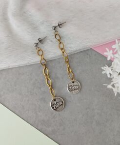 Σκουλαρίκια δίχρωμα κρεμαστά