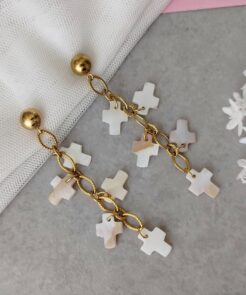 Σκουλαρίκια μακριά με σταυρούς φίλντισι