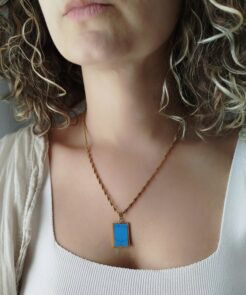 Alternative view of Ατσάλινη Αλυσίδα με Μενταγιόν Blue Wave