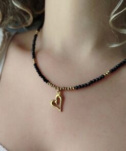 Alternative view of Κολιέ Black Crystal Glow Μαύρα Kρύσταλλα Καρδιά