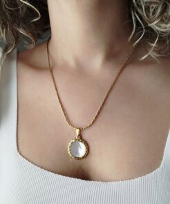 Alternative view of Ατσάλινη Αλυσίδα με Μενταγιόν Mother of Pearl