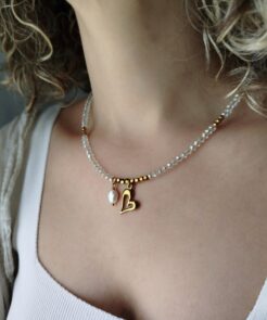 Alternative view of Κολιέ Crystal Veil με Άχρωμα Κρύσταλλα και Καρδιά