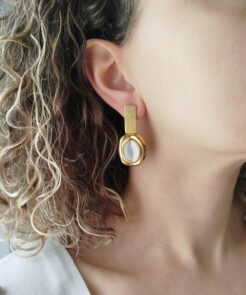 Alternative view of Σκουλαρίκια Aura Χρυσό και Ιβουάρ