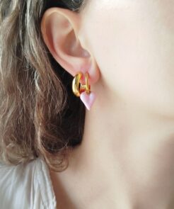 Σετ σκουλαρίκια κρίκοι καρδούλα