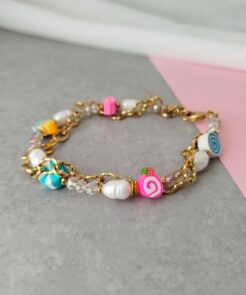 Βραχιόλι Chain Multicolor κρύσταλλα μαργαριτάρια