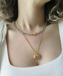 Alternative view of Κολιέ Silver Prism με Ασημί Αιματίτη