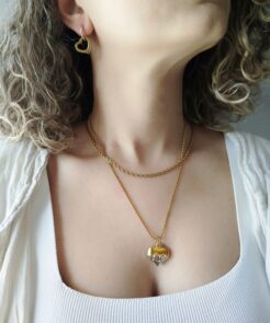 Alternative view of Κολιέ Στριφτή Ατσάλινη Αλυσίδα Κορδόνι