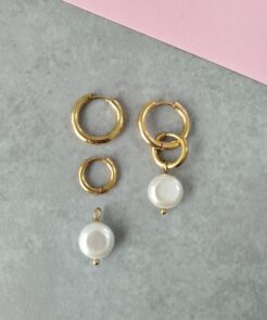 Σετ σκουλαρίκια κρικάκια πέρλα