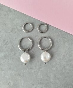 Σετ σκουλαρίκια κρικάκια πέρλα