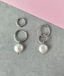 Σετ σκουλαρίκια κρικάκια πέρλα