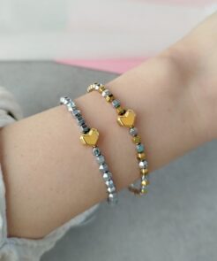 Alternative view of Βραχιόλι Duo Cube Δίχρωμο με Καρδιά