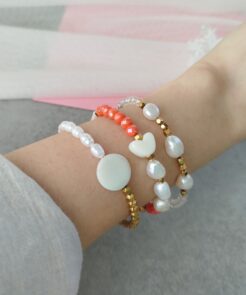 Alternative view of Βραχιόλι Golden Pearl Charm με Μαργαριτάρια και Αιματίτη