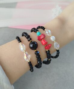 Alternative view of Βραχιόλι Μαύρα και Διάφανα Κρύσταλλα