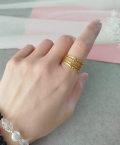 Alternative view of Δαχτυλίδι Ατσάλινο Επίχρυσο με Λεπτές Μπάρες