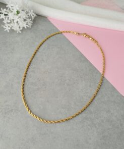 Κολιέ Στριφτή Ατσάλινη Αλυσίδα Κορδόνι