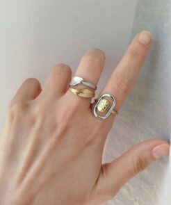 Alternative view of Δαχτυλίδι Ατσάλινο Δίχρωμο με Οβάλ Σχέδιο