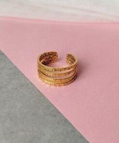 Δαχτυλίδι Ατσάλινο Επίχρυσο με Λεπτές Μπάρες